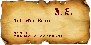 Milhofer Remig névjegykártya